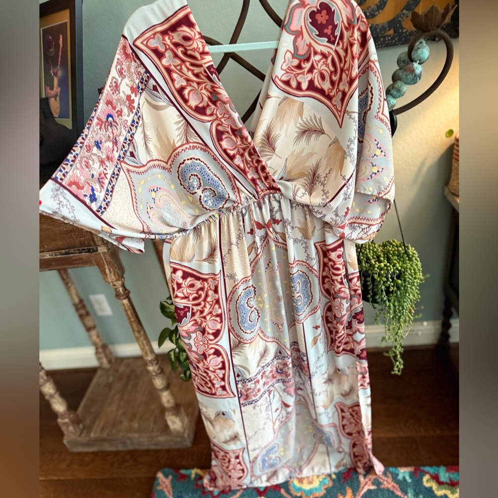 Bohemian Paisley Slip On Maxi Dress - Picture 2 of 13